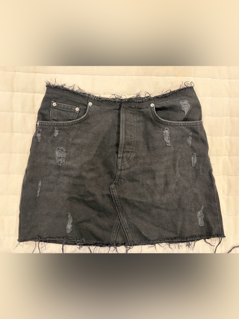 BDG Black Distressed Denim Skirt